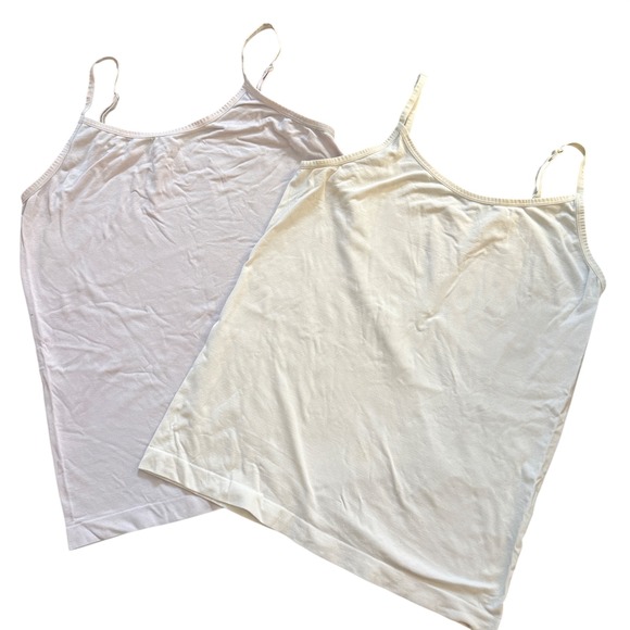 JILLA Tops - JILLA 1X Tank Tops Camisole‎ Spaghetti Strap Basic Layering Set of 2 Beige Lilac